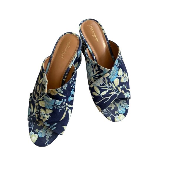 MCLAUGHLIN Blue White Floral Sandals Heels 7 - Picture 6 of 6